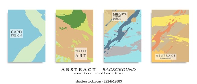 Abstract backgrouns set, grunge texture. Minimalistic art, brush strokes style. Design for card, brochure, banner idea, book cover, booklet print, flyer sheet a4. Collage page, web header template.