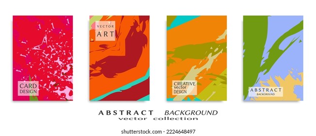 Abstract backgrouns set, grunge texture. Minimalistic art, brush strokes style. Design for card, brochure, banner idea, book cover, booklet print, flyer sheet a4. Collage page, web header template.