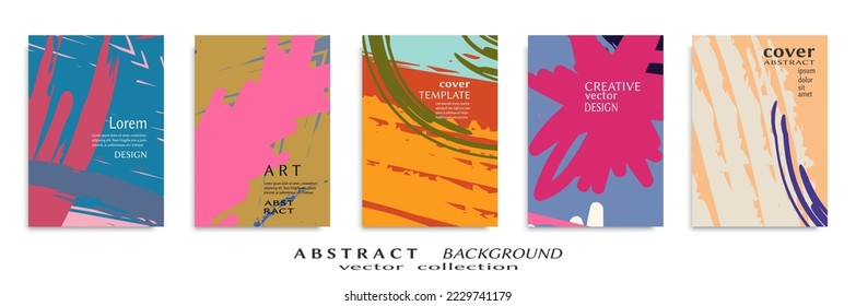 Conjunto de fondo abstracto, textura gruesa. Arte minimalista, estilo de pinceladas. Diseño para tarjeta, folleto, idea de banner, portada de libro, folleto, hoja de volante a4. Página de conjunto, plantilla de encabezado web.