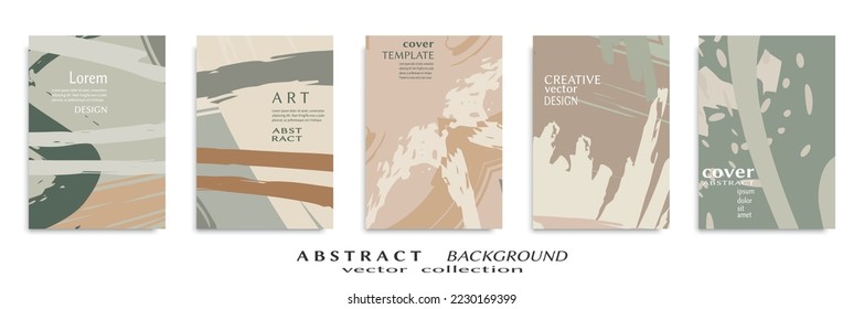 Abstract backgrouns set, grunge texture. Minimalistic art, brush strokes style. Design for card, brochure, banner idea, book cover, booklet print, flyer sheet a4. Collage page, web header template.