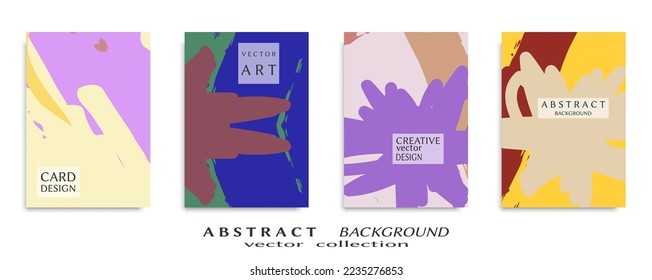 Abstract backgrouns set, grunge texture. Minimalistic art, brush strokes style. Design for card, brochure, banner idea, book cover, booklet print, flyer sheet a4. Collage page, web header template.