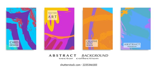 Abstract backgrouns set, grunge texture. Minimalistic art, brush strokes style. Design for card, brochure, banner idea, book cover, booklet print, flyer sheet a4. Collage page, web header template.