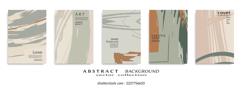 Abstract backgrouns set, grunge texture. Minimalistic art, brush strokes style. Design for card, brochure, banner idea, book cover, booklet print, flyer sheet a4. Collage page, web header template.