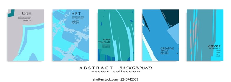 Abstract backgrouns set, grunge texture. Minimalistic art, brush strokes style. Design for card, brochure, banner idea, book cover, booklet print, flyer sheet a4. Collage page, web header template.