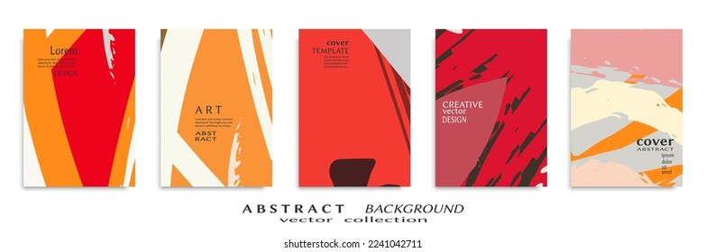 Conjunto de fondo abstracto, textura gruesa. Arte minimalista, estilo de pinceladas. Diseño para tarjeta, folleto, idea de banner, portada de libro, folleto, hoja de volante a4. Página de conjunto, plantilla de encabezado web.