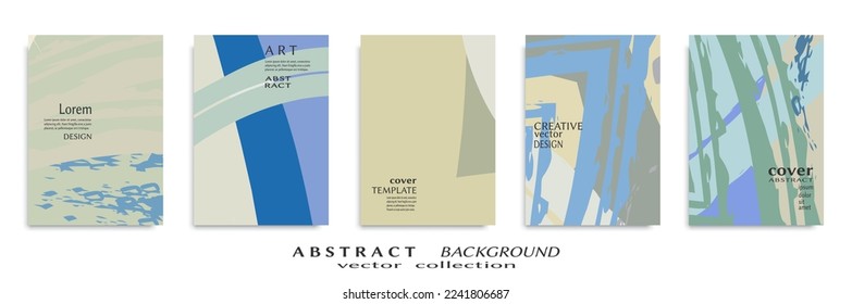 Abstract backgrouns set, grunge texture. Minimalistic art, brush strokes style. Design for card, brochure, banner idea, book cover, booklet print, flyer sheet a4. Collage page, web header template.
