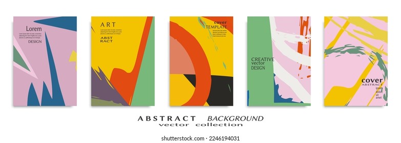 Conjunto de fondo abstracto, textura gruesa. Arte minimalista, estilo de pinceladas. Diseño para tarjeta, folleto, idea de banner, portada de libro, folleto, hoja de volante a4. Página de conjunto, plantilla de encabezado web.
