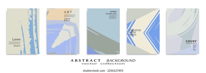 Abstract backgrouns set, grunge texture. Minimalistic art, brush strokes style. Design for card, brochure, banner idea, book cover, booklet print, flyer sheet a4. Collage page, web header template.