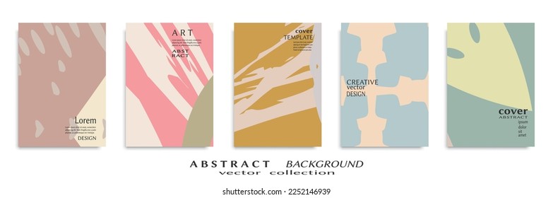 Abstract backgrouns set, grunge texture. Minimalistic art, brush strokes style. Design for card, brochure, banner idea, book cover, booklet print, flyer sheet a4. Collage page, web header template.