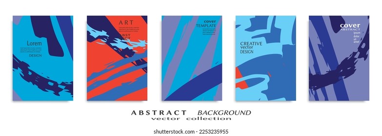 Abstract backgrouns set, grunge texture. Minimalistic art, brush strokes style. Design for card, brochure, banner idea, book cover, booklet print, flyer sheet a4. Collage page, web header template.
