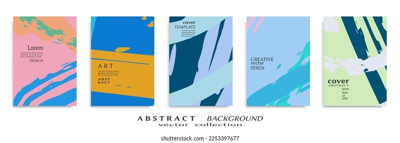 Conjunto de fondo abstracto, textura gruesa. Arte minimalista, estilo de pinceladas. Diseño para tarjeta, folleto, idea de banner, portada de libro, folleto, hoja de volante a4. Página de conjunto, plantilla de encabezado web.