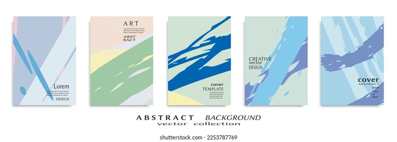 Abstract backgrouns set, grunge texture. Minimalistic art, brush strokes style. Design for card, brochure, banner idea, book cover, booklet print, flyer sheet a4. Collage page, web header template.