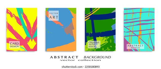 Abstract backgrouns set, grunge texture. Minimalistic art, brush strokes style. Design for card, brochure, banner idea, book cover, booklet print, flyer sheet a4. Collage page, web header template.