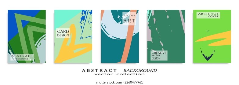 Abstract backgrouns set, grunge texture. Minimalistic art, brush strokes style. Design for card, brochure, banner idea, book cover, booklet print, flyer sheet a4. Collage page, web header template.