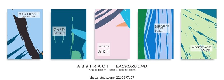 Abstract backgrouns set, grunge texture. Minimalistic art, brush strokes style. Design for card, brochure, banner idea, book cover, booklet print, flyer sheet a4. Collage page, web header template.