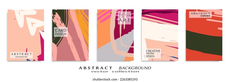 Abstract backgrouns set, grunge texture. Minimalistic art, brush strokes style. Design for card, brochure, banner idea, book cover, booklet print, flyer sheet a4. Collage page, web header template.