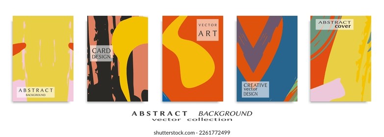 Abstract backgrouns set, grunge texture. Minimalistic art, brush strokes style. Design for card, brochure, banner idea, book cover, booklet print, flyer sheet a4. Collage page, web header template.