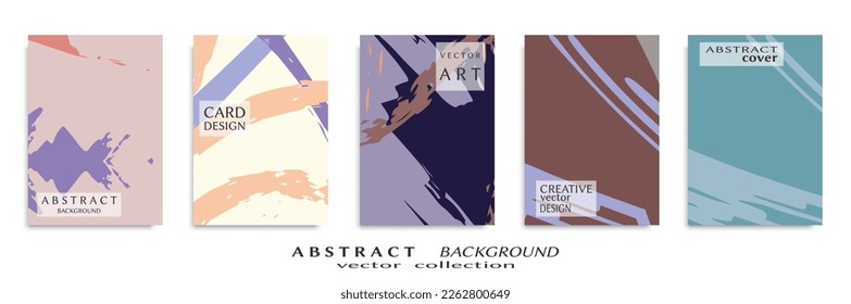 Abstract backgrouns set, grunge texture. Minimalistic art, brush strokes style. Design for card, brochure, banner idea, book cover, booklet print, flyer sheet a4. Collage page, web header template.