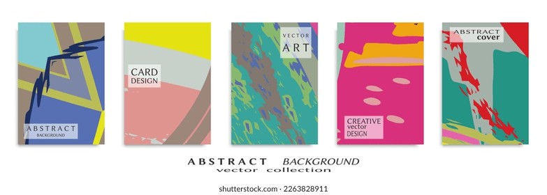 Abstract backgrouns set, grunge texture. Minimalistic art, brush strokes style. Design for card, brochure, banner idea, book cover, booklet print, flyer sheet a4. Collage page, web header template.
