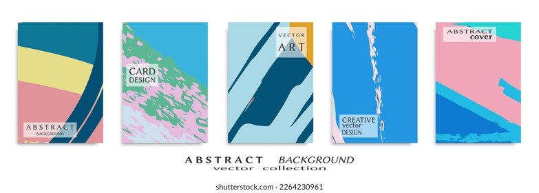 Abstract backgrouns set, grunge texture. Minimalistic art, brush strokes style. Design for card, brochure, banner idea, book cover, booklet print, flyer sheet a4. Collage page, web header template.