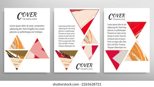Abstract backgrouns set, grunge texture. Minimalistic art, brush strokes style. Design for card, brochure, banner idea, book cover, booklet print, flyer sheet a4. Collage page, web header template.
