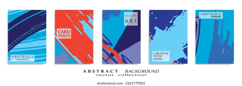 Abstract backgrouns set, grunge texture. Minimalistic art, brush strokes style. Design for card, brochure, banner idea, book cover, booklet print, flyer sheet a4. Collage page, web header template.