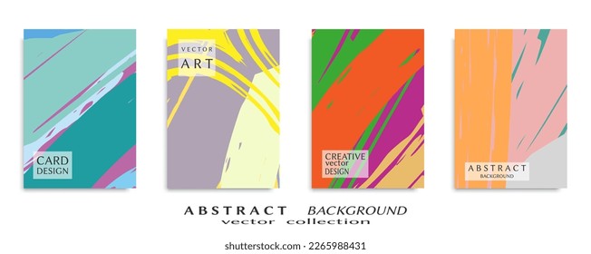 Abstract backgrouns set, grunge texture. Minimalistic art, brush strokes style. Design for card, brochure, banner idea, book cover, booklet print, flyer sheet a4. Collage page, web header template.