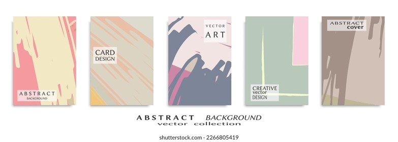 Abstract backgrouns set, grunge texture. Minimalistic art, brush strokes style. Design for card, brochure, banner idea, book cover, booklet print, flyer sheet a4. Collage page, web header template.