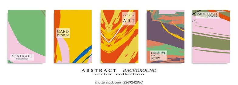 Abstract backgrouns set, grunge texture. Minimalistic art, brush strokes style. Design for card, brochure, banner idea, book cover, booklet print, flyer sheet a4. Collage page, web header template.