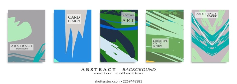 Abstract backgrouns set, grunge texture. Minimalistic art, brush strokes style. Design for card, brochure, banner idea, book cover, booklet print, flyer sheet a4. Collage page, web header template.