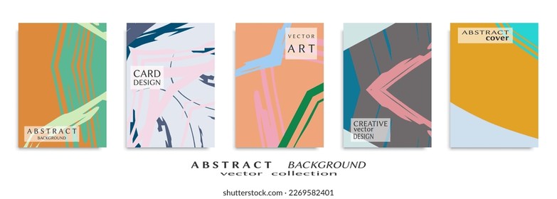 Abstract backgrouns set, grunge texture. Minimalistic art, brush strokes style. Design for card, brochure, banner idea, book cover, booklet print, flyer sheet a4. Collage page, web header template.