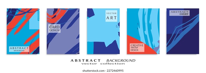 Abstract backgrouns set, grunge texture. Minimalistic art, brush strokes style. Design for card, brochure, banner idea, book cover, booklet print, flyer sheet a4. Collage page, web header template.