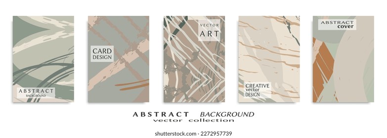 Abstract backgrouns set, grunge texture. Minimalistic art, brush strokes style. Design for card, brochure, banner idea, book cover, booklet print, flyer sheet a4. Collage page, web header template.