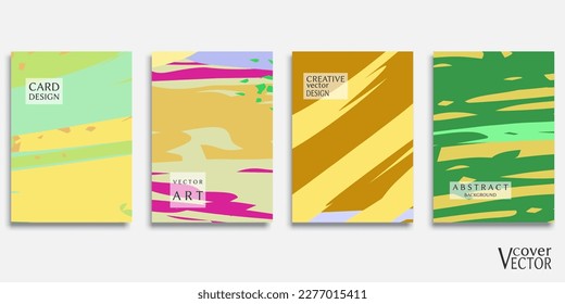 Abstract backgrouns set, grunge texture. Minimalistic art, brush strokes style. Design for card, brochure, banner idea, book cover, booklet print, flyer sheet a4. Collage page, web header template.