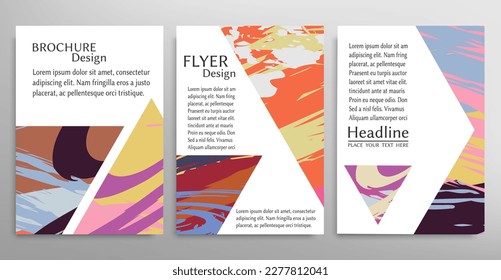 Conjunto de fondo abstracto, textura gruesa. Arte minimalista, estilo de pinceladas. Diseño para tarjeta, folleto, idea de banner, portada de libro, folleto, hoja de volante a4. Página de conjunto, plantilla de encabezado web.