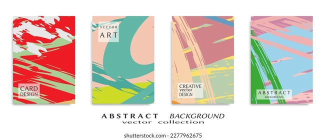 Abstract backgrouns set, grunge texture. Minimalistic art, brush strokes style. Design for card, brochure, banner idea, book cover, booklet print, flyer sheet a4. Collage page, web header template.