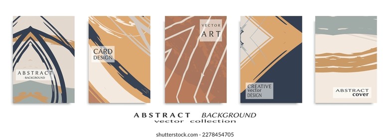 Abstract backgrouns set, grunge texture. Minimalistic art, brush strokes style. Design for card, brochure, banner idea, book cover, booklet print, flyer sheet a4. Collage page, web header template.