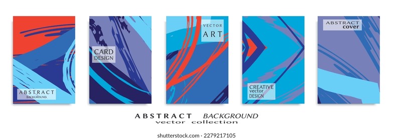 Abstract backgrouns set, grunge texture. Minimalistic art, brush strokes style. Design for card, brochure, banner idea, book cover, booklet print, flyer sheet a4. Collage page, web header template.