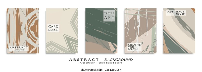Abstract backgrouns set, grunge texture. Minimalistic art, brush strokes style. Design for card, brochure, banner idea, book cover, booklet print, flyer sheet a4. Collage page, web header template.