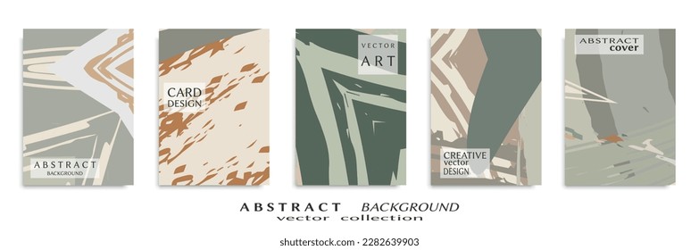 Abstract backgrouns set, grunge texture. Minimalistic art, brush strokes style. Design for card, brochure, banner idea, book cover, booklet print, flyer sheet a4. Collage page, web header template.