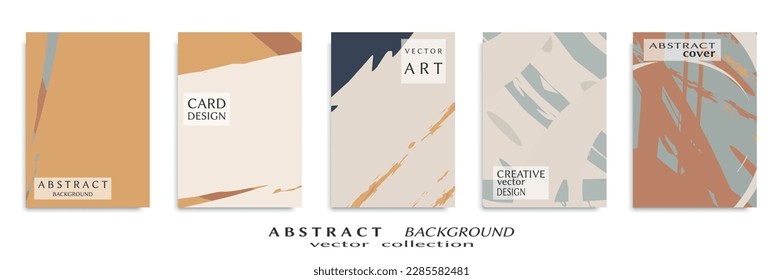 Abstract backgrouns set, grunge texture. Minimalistic art, brush strokes style. Design for card, brochure, banner idea, book cover, booklet print, flyer sheet a4. Collage page, web header template.