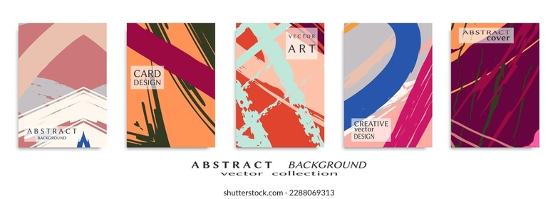 Abstract backgrouns set, grunge texture. Minimalistic art, brush strokes style. Design for card, brochure, banner idea, book cover, booklet print, flyer sheet a4. Collage page, web header template.