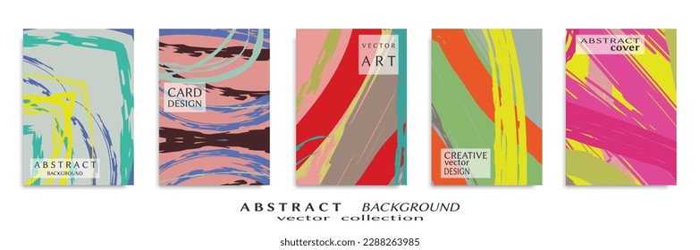 Abstract backgrouns set, grunge texture. Minimalistic art, brush strokes style. Design for card, brochure, banner idea, book cover, booklet print, flyer sheet a4. Collage page, web header template.