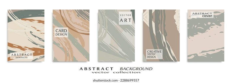 Abstract backgrouns set, grunge texture. Minimalistic art, brush strokes style. Design for card, brochure, banner idea, book cover, booklet print, flyer sheet a4. Collage page, web header template.