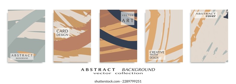 Abstract backgrouns set, grunge texture. Minimalistic art, brush strokes style. Design for card, brochure, banner idea, book cover, booklet print, flyer sheet a4. Collage page, web header template.