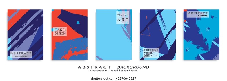 Abstract backgrouns set, grunge texture. Minimalistic art, brush strokes style. Design for card, brochure, banner idea, book cover, booklet print, flyer sheet a4. Collage page, web header template.