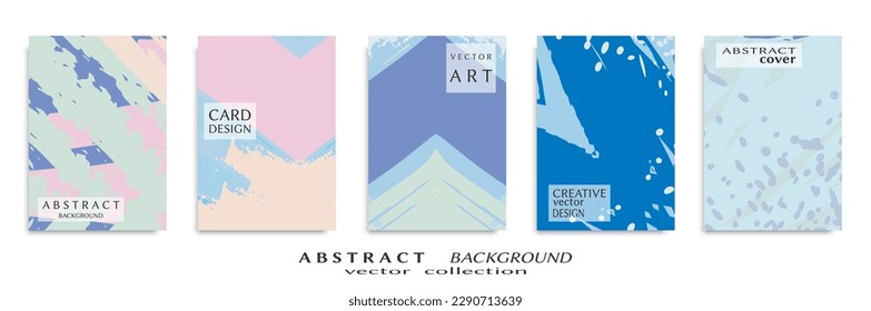 Abstract backgrouns set, grunge texture. Minimalistic art, brush strokes style. Design for card, brochure, banner idea, book cover, booklet print, flyer sheet a4. Collage page, web header template.