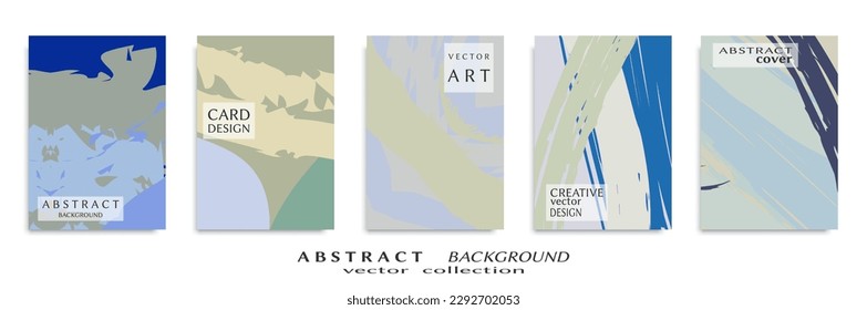 Abstract backgrouns set, grunge texture. Minimalistic art, brush strokes style. Design for card, brochure, banner idea, book cover, booklet print, flyer sheet a4. Collage page, web header template.