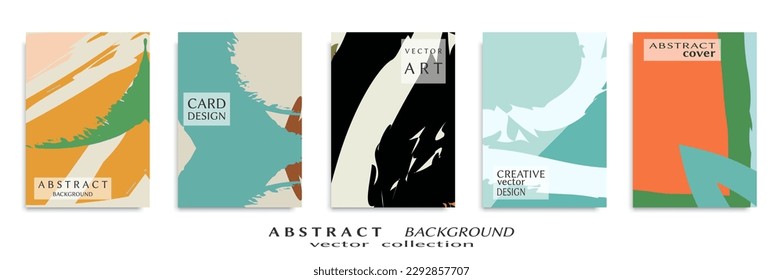 Abstract backgrouns set, grunge texture. Minimalistic art, brush strokes style. Design for card, brochure, banner idea, book cover, booklet print, flyer sheet a4. Collage page, web header template.