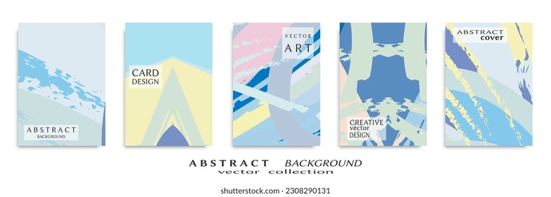 Abstract backgrouns set, grunge texture. Minimalistic art, brush strokes style. Design for card, brochure, banner idea, book cover, booklet print, flyer sheet a4. Collage page, web header template.
